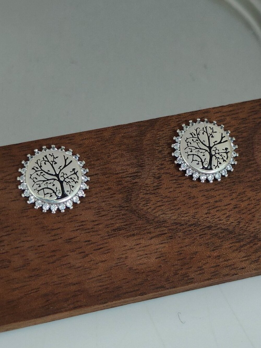 Grandma Family Tree Stud Earring Round Earring S925 Sterling Silver